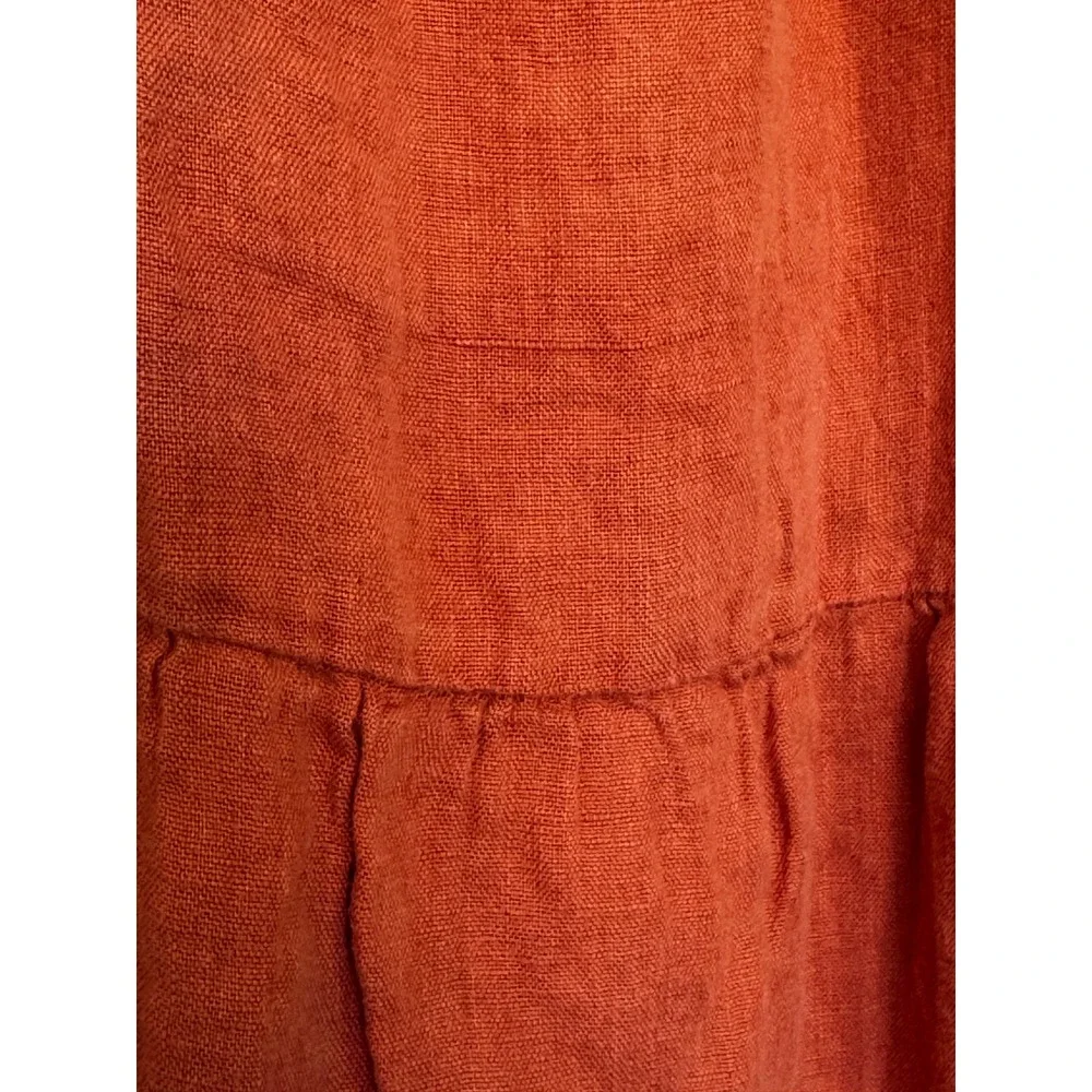 Terzo Millennio Linen Tunic Dress XL Rusty Dusty Pink Lace Bell Sleeve Boho